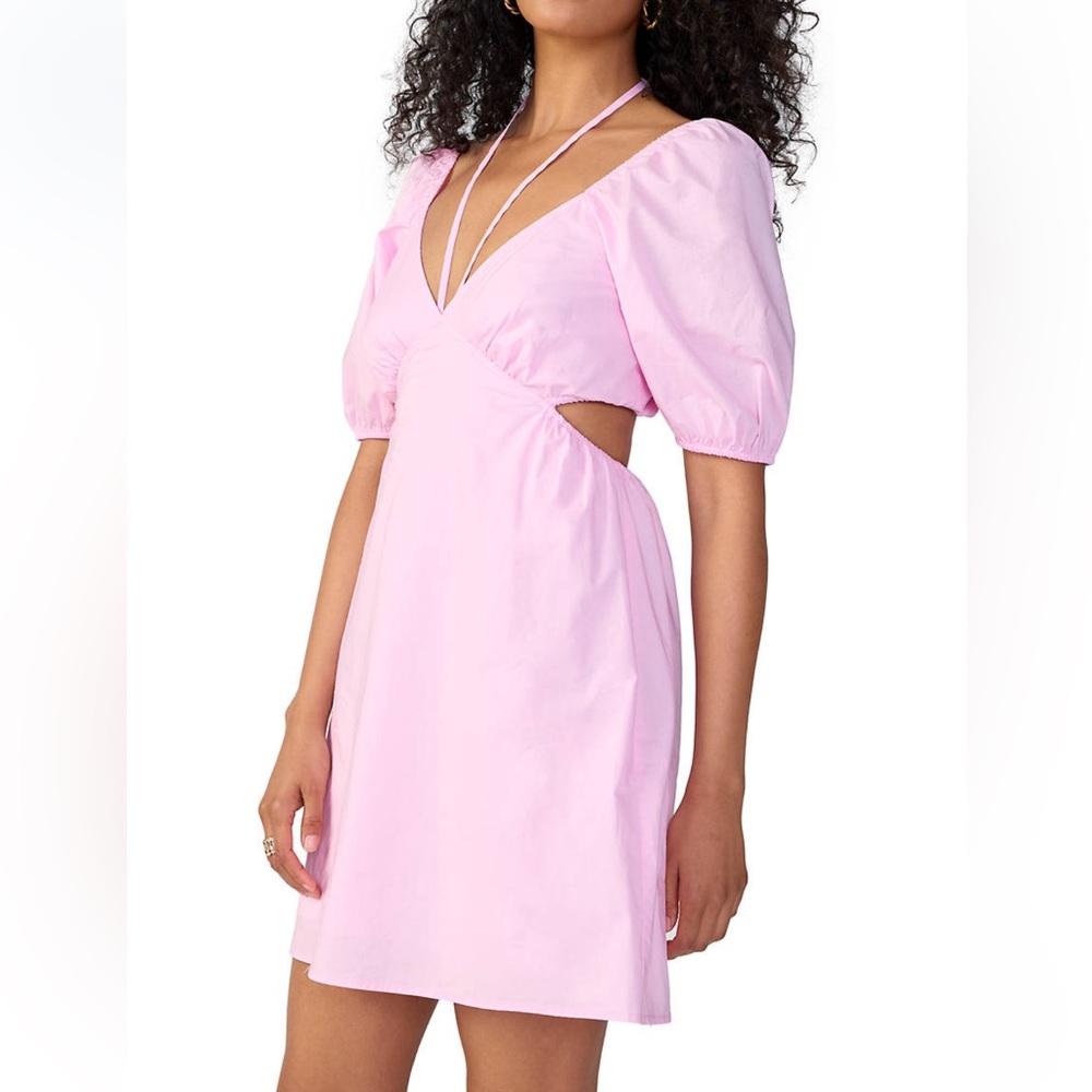 Puff sleeve pink dress